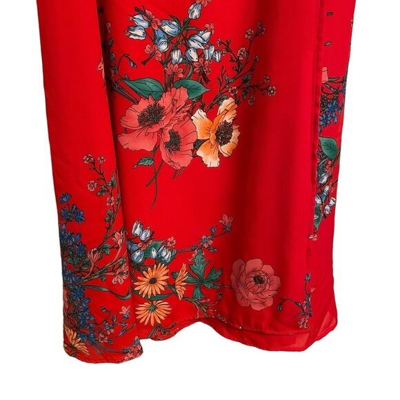 Lulu's Bloom with a View Red Floral Maxi Wrap Skirt Size Small - Picture 5 of 10